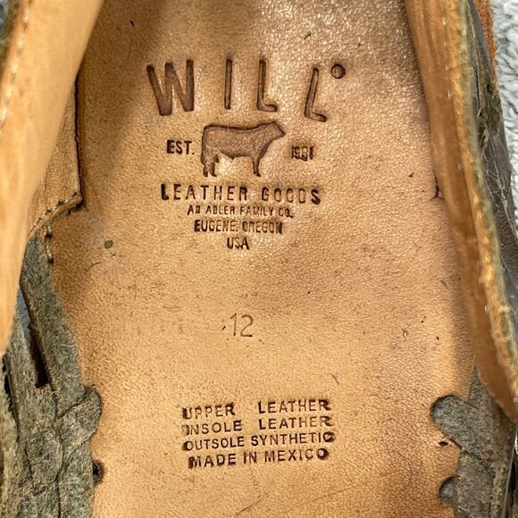 WILL Leather Goods Woven Leather Huarache Loafers Mens Size 12 Green Hand Woven main image 9